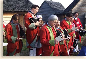 Troops attending the church services at Fort Loudoun